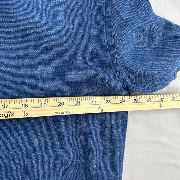 Faherty Linen Shirt Mens 2XL Blue Button Up Casual Beach Short Sleeve - Picture 7 of 7